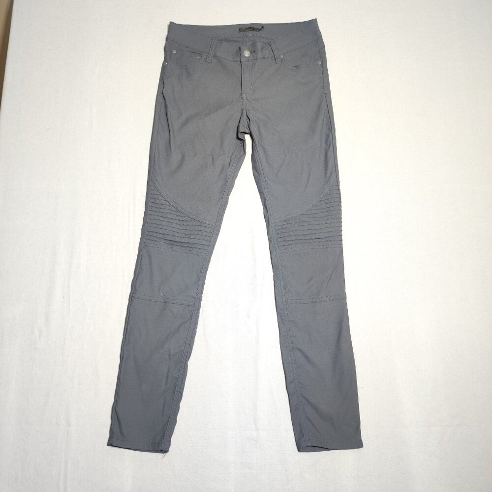 prAna pants women's size 4 grey colour Moto style straight leg skinny stretchy